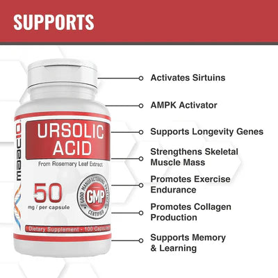 URSOLIC ACID 300MG (CONTAINS 100MG OF ROSEMARY LEAF EXTRACT STANDARDIZED TO 150% OR 300MG URSOLIC ACID) 120 CAPSULES.